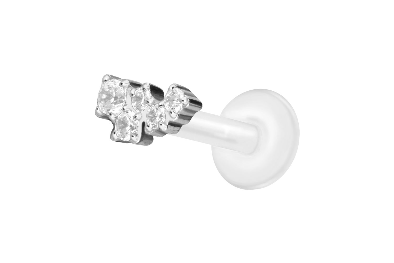 PTFE Labret Piercing mit Innengewinde + Titan-Aufsatz KRISTALLWOLKE